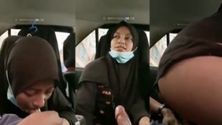 Hijabi Girl Blowjob Dick Fucking Inside Car Captured Nude
